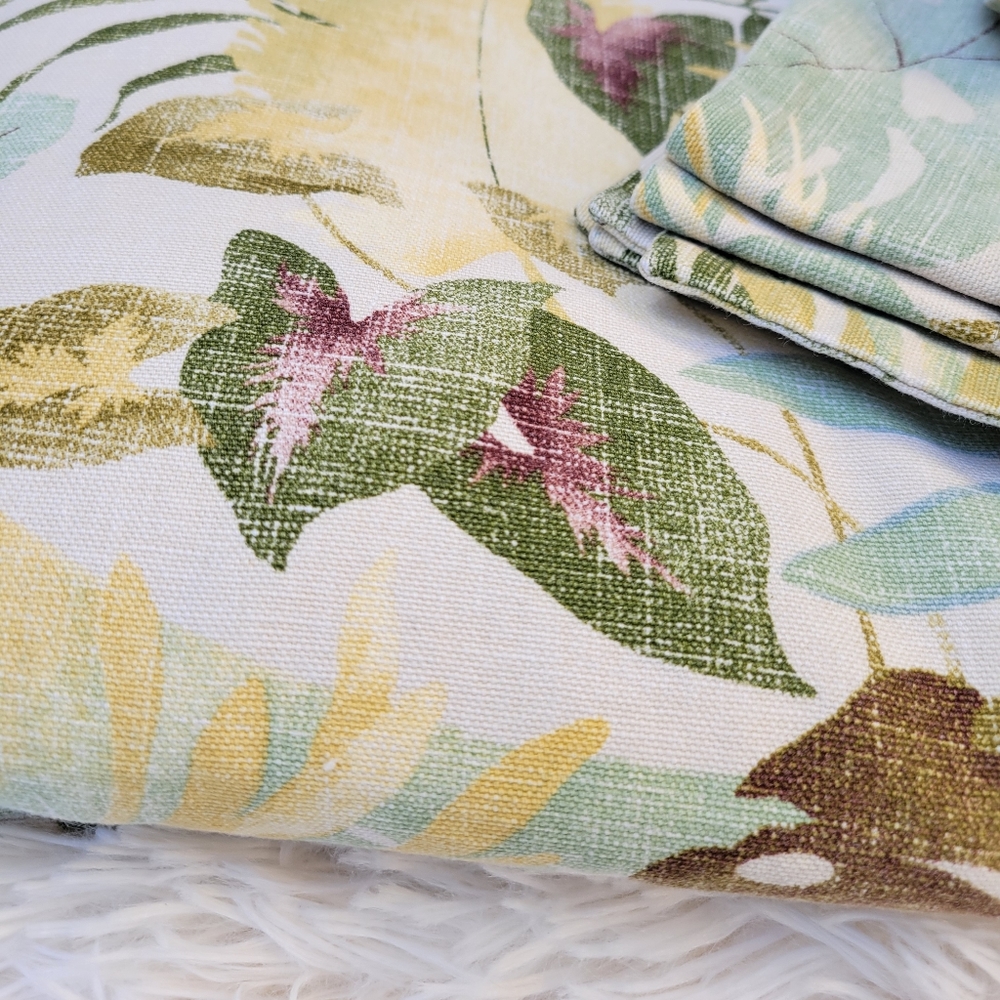 LEGACY Queen Duvet & shams green yellow palm leaf cotton Bedding Neiman … - Picture 6 of 16